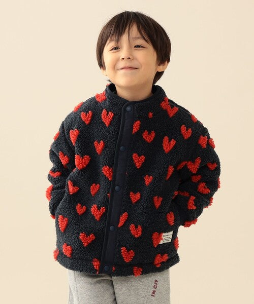 [BEAMS mini] 빔스 미니 키즈 워셔블 자카드 보아 블루종 2026FW - 네이비 하트 02