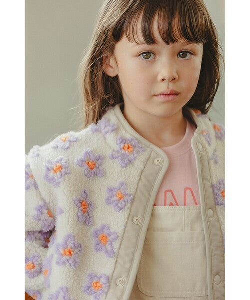 [BEAMS mini] 빔스 미니 키즈 워셔블 자카드 보아 블루종 2026FW - 아이보리 플라워 05