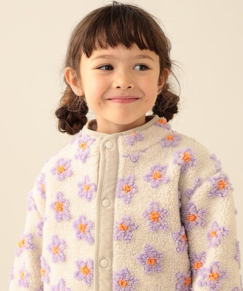 [BEAMS mini] 빔스 미니 키즈 워셔블 자카드 보아 블루종 2026FW - 아이보리 플라워 08