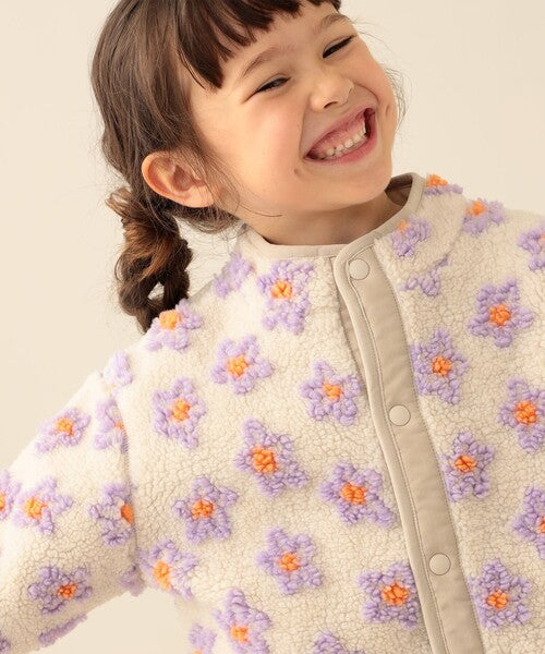 [BEAMS mini] 빔스 미니 키즈 워셔블 자카드 보아 블루종 2026FW - 아이보리 플라워 09