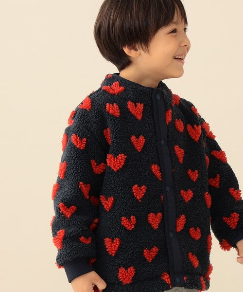 [BEAMS mini] 빔스 미니 키즈 워셔블 자카드 보아 블루종 2026FW - 네이비 하트 05