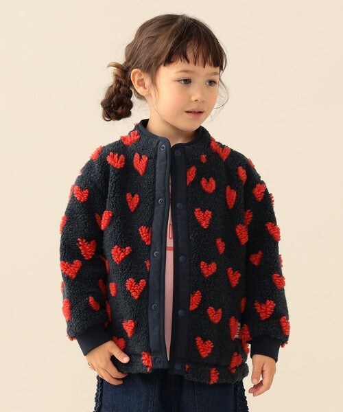[BEAMS mini] 빔스 미니 키즈 워셔블 자카드 보아 블루종 2026FW - 네이비 하트 06