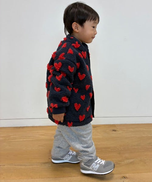 [BEAMS mini] 빔스 미니 키즈 워셔블 자카드 보아 블루종 2026FW - 네이비 하트 03