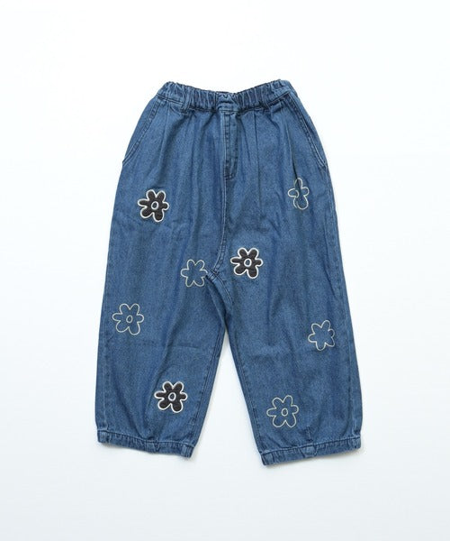 [MARKEY'S] 마키즈 플라워 데님 배럴 팬츠 블루 정면 상품 이미지