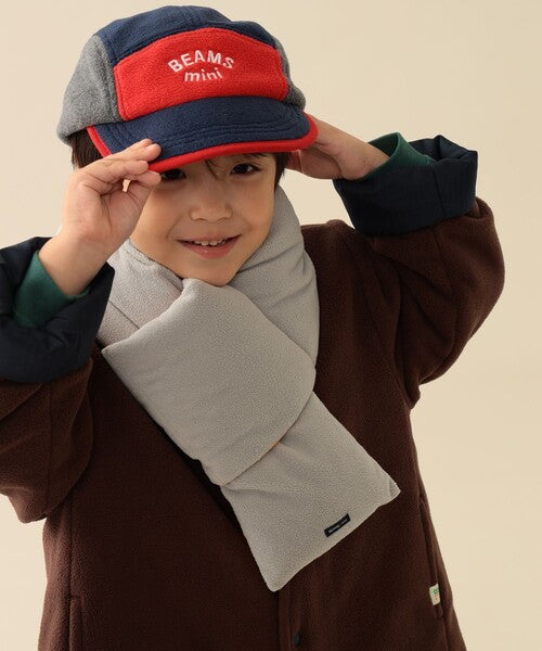 [BEAMS mini] 빔스 미니 키즈 컬러 블록 플리스 캡 2026FW - 네이비×레드 03