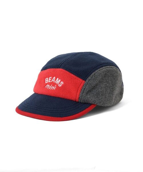 [BEAMS mini] 빔스 미니 키즈 컬러 블록 플리스 캡 2026FW - 네이비×레드 04