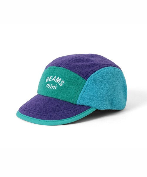 [BEAMS mini] 빔스 미니 키즈 컬러 블록 플리스 캡 2026FW - 터쿼이즈×퍼플 01