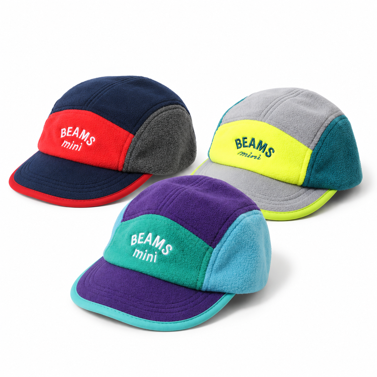 [BEAMS] 빔스 미니 키즈 컬러 블록 플리스 캡 2026FW