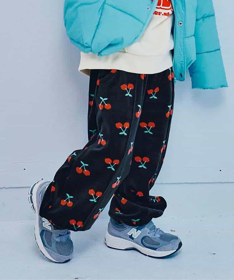 키즈 멜티 벨루어 플리스 조거 팬츠 블랙 체리 a001