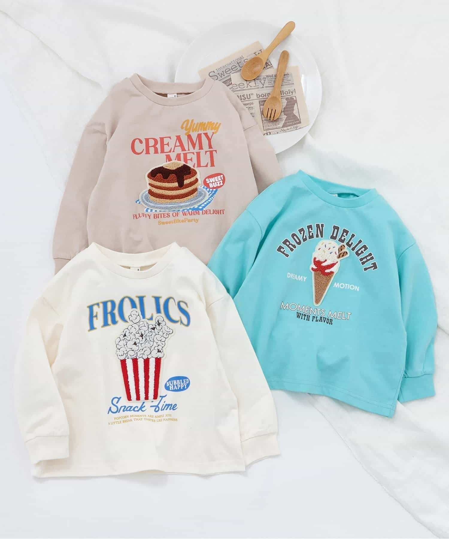 [apres les cours] 키즈 사가라 자수 와펜 티셔츠