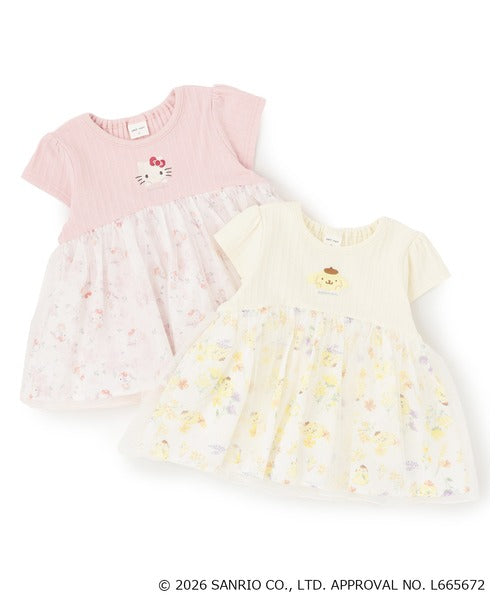 [petit main] 쁘띠마인 키즈 산리오 플라워 튤 도킹 티셔츠