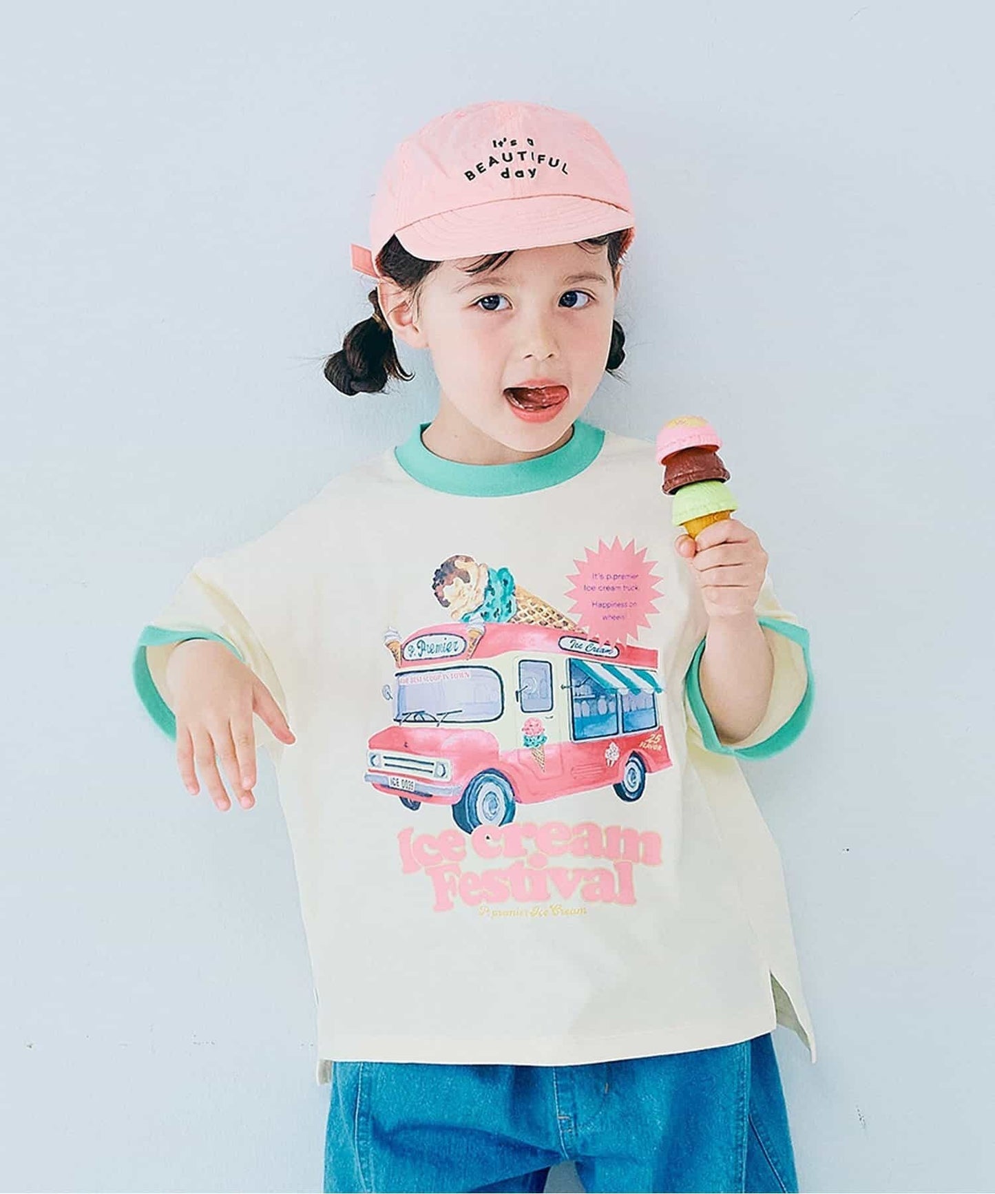 [p.premier] 프리미어 아이스크림 그래픽 링거 티셔츠